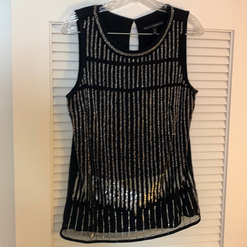 White House Black Markets Beaded Black sleeveless top
